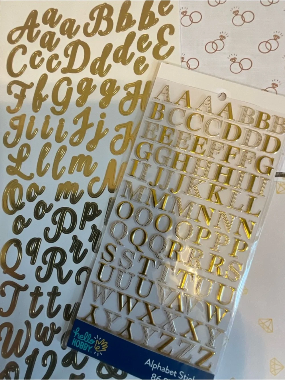 Wedding/Bridal 12”x12” Single-Sided Scrapbooking Paper/Gold Alphabet Stickers